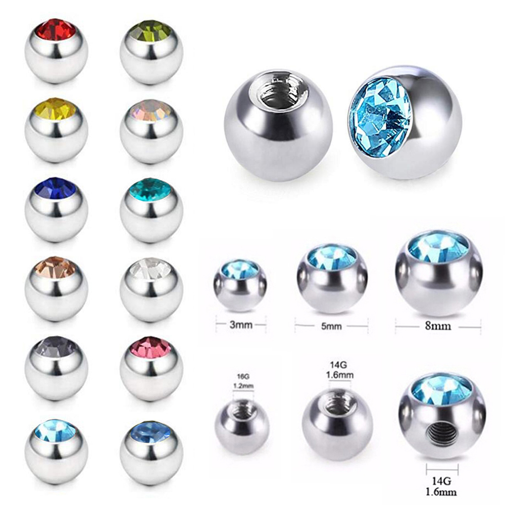 Body Jewelry Replacement Ball - 60 stücke Edelstahl CZ Kristall Schraube