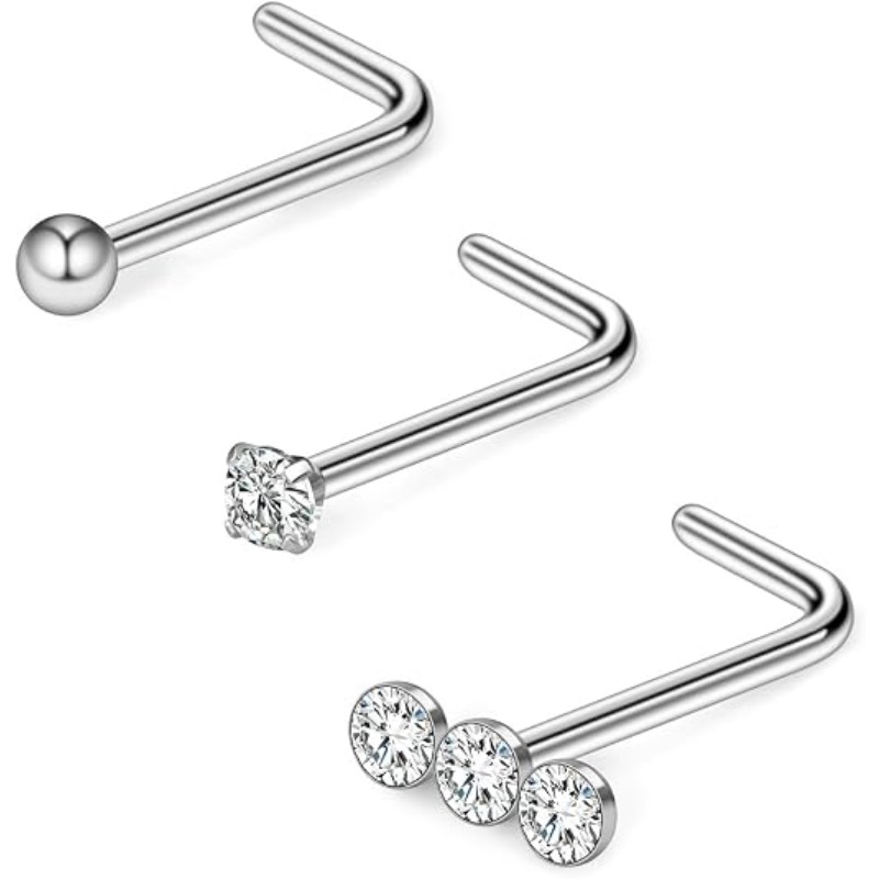 Body Jewelry Surgical Steel - 3PCS 20G Chirurgenstahl Dreifach Linear Edelstein
