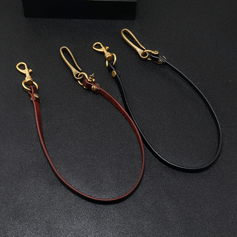 Body Jewelry For You - Handgefertigter langer Biker-Motorrad-Trucker, braun, schwarz, Rindsleder,