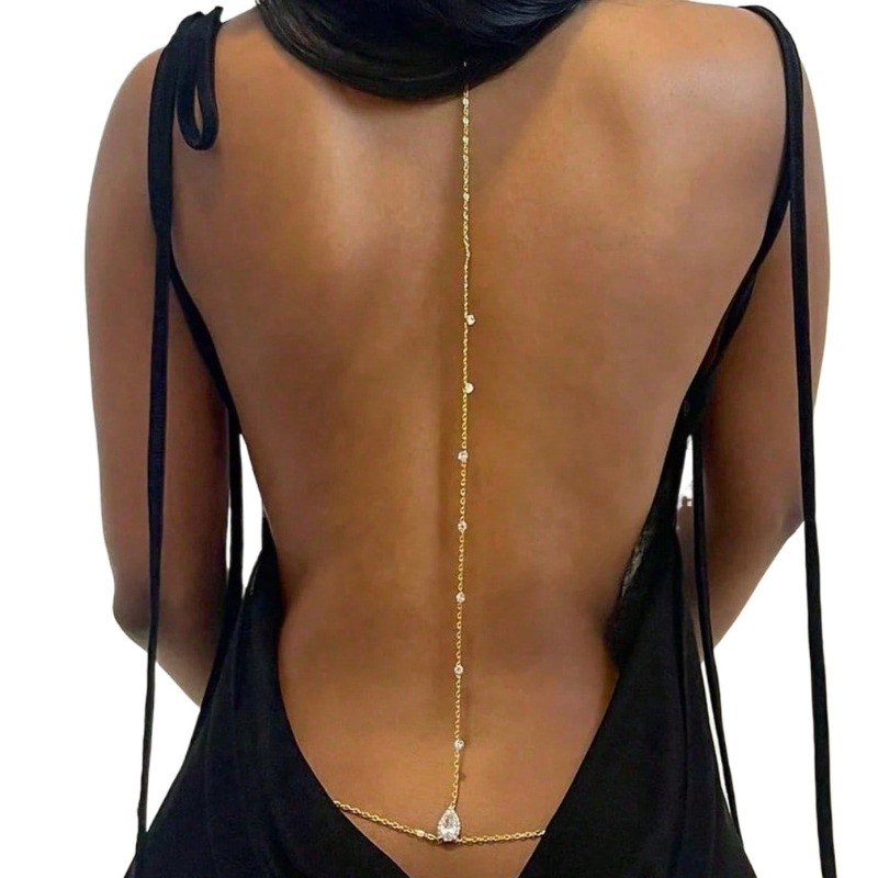 Body Jewelry Necklace - Braut rückenfreie Strass Wassertropfen Körperkette Bauch