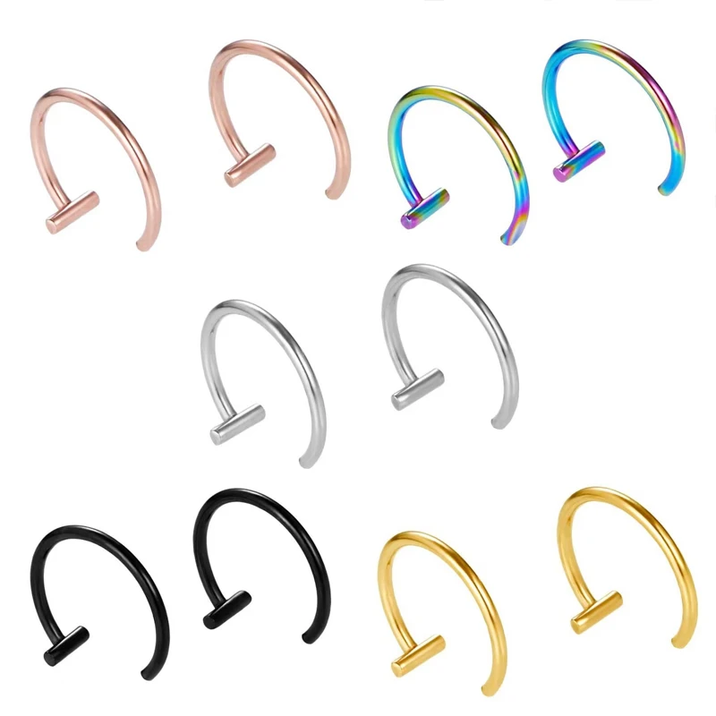 5 Stück T-Bar Half Huggie Knor – Body Jewelry Surgical Steel Bewertung und Preis